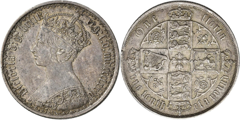 Großbritannien: Victoria 1837-1901: Florin (2 Shillings) Gothic type mdccclxxiv ...