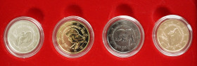 Monaco: Albert II. 2005-,: 2 Euro 2012, 500. Jahrestag der Gründung und Souveränität Monacos - Lucien, als 4er Set veredelte Münzen (vergoldet 18k, 23...