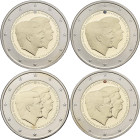 Niederlande: 4 x 2 Euro Gedenkmünzen Set 2014 Koningsdubbelportret PP. In original Etui (leicht beschädigt) und Zertifikat. Dieses Set beinhaltet vier...