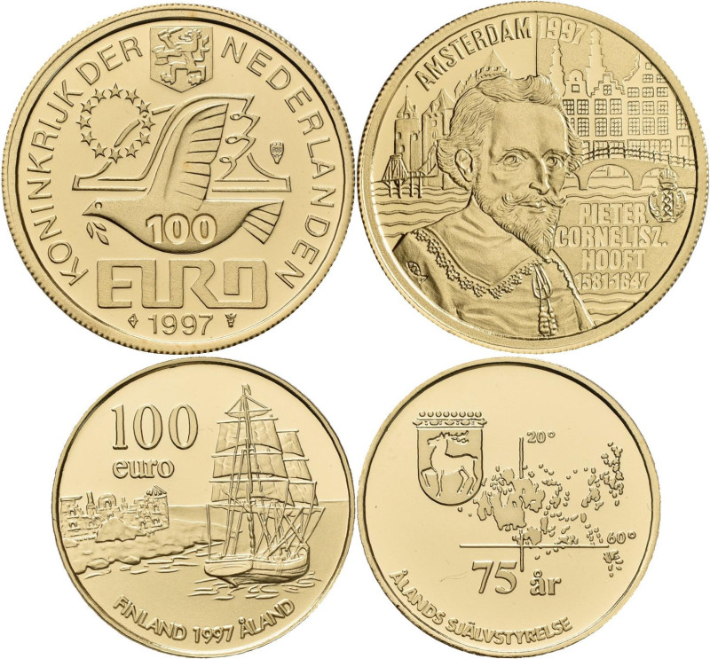 ECU Münzen & Medaillen: Niederlande 100 EURO 1997 P.C. Hooft (3,49g 916/1000), d...