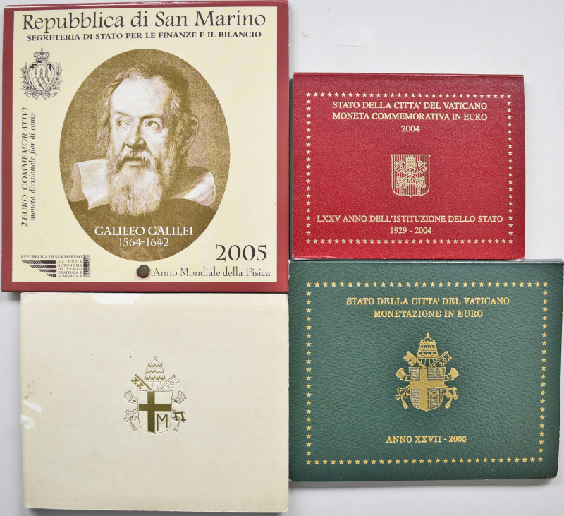 Euromünzen: Kleines Lot aus San Marino und Vatikan, dabei: 2 Euro 2005 Galilei, ...