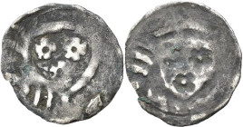Altdeutschland und RDR bis 1800: Wertheim-Grafschaft, Eberhard 1355-1378: Einseitiger Pfennig (auf Würzburger Schlag) o.J. (1363/73). Adler über drei ...