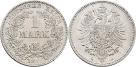 Umlaufmünzen 1 Pf. - 1 Mark: 1 Mark 1876 H, Jaeger 9. Seltener Jahrgang, gute Erhaltung, fast vorzüglich.
 [differenzbesteuert]