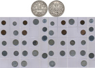 Umlaufmünzen 1 Pf. - 1 Mark: Kleine Typensammlung Umlaufmünzen aus dem Kaiserreich, dabei auch das seltene 50 Pfennig 1898 A, Jaeger 15. Insg. 22 Münz...