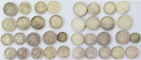 Umlaufmünzen 2 Mark bis 5 Mark: Kleines Lot mit 18 Stück, dabei Baden, Bayern, Hamburg, Sachsen und Württemberg.
 [differenzbesteuert]