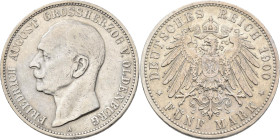 Oldenburg: Friedrich August 1900-1918: 5 Mark 1900, Jaeger 95. Kratzer, sehr schön.
 [differenzbesteuert]