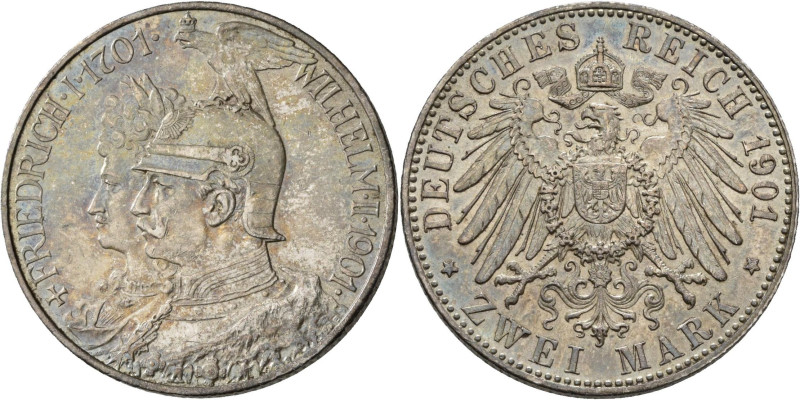 Preußen: Wilhelm II. 1888-1918: 2 Mark 1901, 200-Jahr-Feier, Jaeger 105. Dabei n...