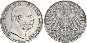Sachsen-Altenburg: Ernst 1853-1908: 2 Mark 1901 A, Jaeger 142. Sehr schön - vorzüglich.
 [differenzbesteuert]