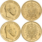Preußen: Wilhelm I. 1861-1888: 10 Mark 1872 A + 1873 A, Jaeger 242. Je 3,98 g, 900/1000 Gold. Mit Echtheitszertifikat mit Qualitätserhaltung Prägefris...