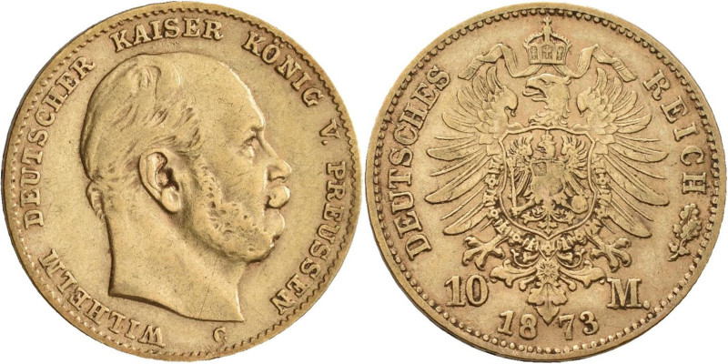 Preußen: Wilhelm I. 1861-1888: 10 Mark 1873 C, Jaeger 242. 3,92 g, 900/1000 Gold...