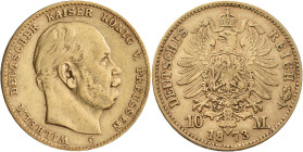 Preußen: Wilhelm I. 1861-1888: 10 Mark 1873 C, Jaeger 242. 3,92 g, 900/1000 Gold. Sehr schön.
 [zzgl. 0 % MwSt.]