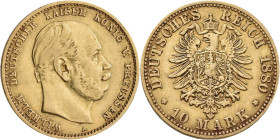 Preußen: Wilhelm I. 1861-1888: 10 Mark 1880 A, Jaeger 245, 3,95 g, 900/1000 Gold. Sehr schön.
 [zzgl. 0 % MwSt.]