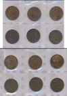 Weimarer Republik: Lot 6 x 4 Pfennig 1932 (Brüning-Taler), komplette Serie A, D, E, F, G und J. Jaeger 315. 1 x zaponiert, überwiegend sehr schön oder...