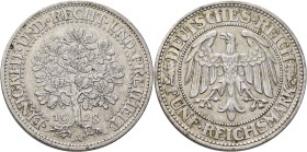 Weimarer Republik: 5 Reichsmark 1928 A, Eichbaum, Jaeger 331. Sehr schön.
 [differenzbesteuert]