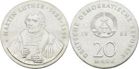 DDR: 20 Mark 1983, Martin Luther, Jaeger 1591, Stempelglanz.
 [differenzbesteuert]