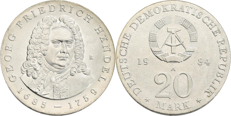 DDR: 20 Mark 1984, Georg Friedrich Händel, Jaeger 1595, Stempelglanz.
 [differe...