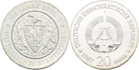 DDR: 20 Mark 1987, Stadtsiegel Berlin, Jaeger 1617, Stempelglanz.
 [differenzbesteuert]