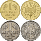 Bundesrepublik Deutschland 1948-2001: Goldmark 2001 F (Stuttgart), Jaeger 481. In Originalkapsel, 12,0 g, 999/1000 Gold, Stempelglanz, mit 1 DM von 19...