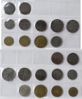 Kolonien und Nebengebiete: Kleines Lot 11 Münzen, dabei Saarland 10 -100 Franken (4 Werte), Oberbefehlshaber Ost 1 Kopeke, 2 Kopeken (2) und 3 Kopeken...