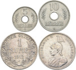 Deutsch-Ostafrika: Wilhelm II. 1888-1918: 1 Rupie 1912, Jaeger 722, sehr schön, dazu noch 10 Heller 1911 (J. 719) in sehr schön und 5 Heller 1913 J (J...