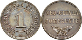 Deutsch-Neuguinea: 1 Neu-Guinea Pfennig 1894 A, Jaeger 701. Feine Patina, sehr schön - vorzüglich.
 [differenzbesteuert]