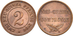 Deutsch-Neuguinea: 2 Neu-Guinea Pfennig 1894 A, Jaeger 702. Vorzüglich.
 [differenzbesteuert]