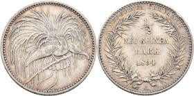 Deutsch-Neuguinea: ½ Neu-Guinea Mark 1894 A, Paradiesvogel, Jaeger 704. Kleine Kratzer und Randunebenheiten, sehr schön - vorzüglich.
 [differenzbest...