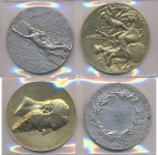 Medaillen alle Welt: Belgien / Frankreich: vergoldete Bronzemedaille 1885 von Charles Wiener auf die Weltausstellung in Antwerpen (Anvers), 60,2 mm, 9...