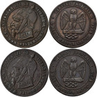 Medaillen alle Welt: Frankreich, Napoleon III. 1852-1870: Bronzemedaille 1870 (Sedan), Satirische Medaille. Kopf mit Zigarre und Pickelhaube nach Link...
