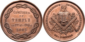 Medaillen alle Welt: Frankreich, Freimaurer (FREEMASONRY) Medaille 1883 (5883) von A. Fisch. Freimaurer Symbole und Umschrift LES AMIS DU COMMERCE & L...