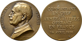 Medaillen alle Welt: Frankreich: Bronzemedaille o.J. (1918) von Aug. Maillard auf den Oberbefehlshaber der alliierten Armeen Marschall (Marechal) Ferd...