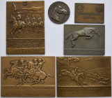 Medaillen alle Welt: Schweden: Lot 6 Stück, 5 Plaketten und 1 Medaille in Bronze und Zink des 20. Jahrhunderts zum Thema ”Pferdesport / Jagdsport”, vo...