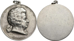 Medaillen Deutschland - Personen: Mozart, Wolfgang Amadeus: Silberne einseitige Medaille o.J. von A. Hartig an W.A. Mozart. Brustbild nach rechts, unt...