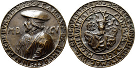 Medaillen Deutschland - Personen: von Bieberstein, Karl. *1528, †1593: Bronzegußmedaille 1595 (Spätere Arbeit des 19. Jahrhunderts), unsigniert, auf s...