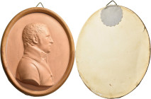 Medaillen Deutschland - Geographisch: Baden-Durlach, Ludwig 1818-1830: Hochovales Medaillon aus rötlichem Biskuit o.J. von Landolin Ohnmacht (*1760 in...