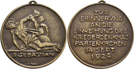 Medaillen Deutschland - Geographisch: Partenkirchen: Bronzegussmedaille 1924 (Josef Wackerle), Zur Erinnerung an die Einweihung des Kreigedenkmals Par...