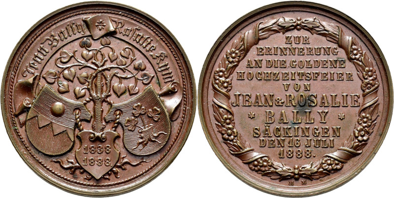 Medaillen Deutschland - Geographisch: Säckingen/Baden: Bronzemedaille 1888 von M...