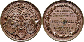 Medaillen Deutschland - Geographisch: Säckingen/Baden: Bronzemedaille 1888 von M. Mayer, auf die Goldene Hochzeit von Bally, Jean *1812, †1889, Inhabe...