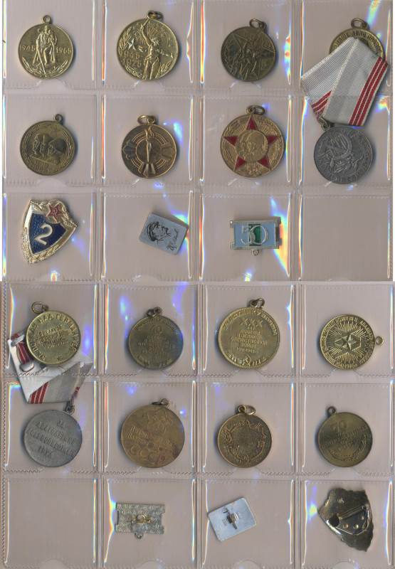 Orden & Ehrenzeichen: UdSSR: Kleines Lot mit ton mit 11 Orden, Abzeichen, PIN's ...