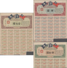 China, 3 Railway Ministry, Canton-Hankow Railwai 1930 ( 4 + 40 + 100 Yuan), Vignette: Portrait of Sun Yat Sen. Mit Kupons (nicht vollständig).
 [diff...