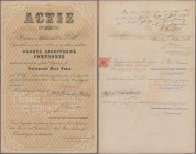 Deutschland, Hamburg: Globus Assecuranz Compagnie, Aktie über 3000 Mark Blanco 1863. Mit diversen Vermerken innen.
 [differenzbesteuert]