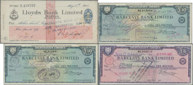 England, Lloyds Bank Brighton, 7 Schecks 1925/27 und Barclays Bank 7 Traveller Schecks 1966/67.
 [differenzbesteuert]