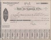 Frankreich, Banque Bouilloux-Lafont & Cie., 2000 Francs, 5½ % Bon de Caisse 19xx.
 [differenzbesteuert]