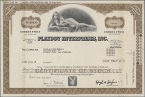 USA: Playboy Enterprises, Inc. Common Stock 1 Share 1979, Nr. NF49930 mit facsimile Unterschrift von Hugh Hefner als Präsident und Abbildung des berüh...