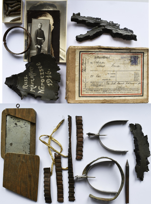 Varia, Sonstiges: MILITARIA: 1916/18, Lot von WK 1 Devotionalien wie Bombensplit...