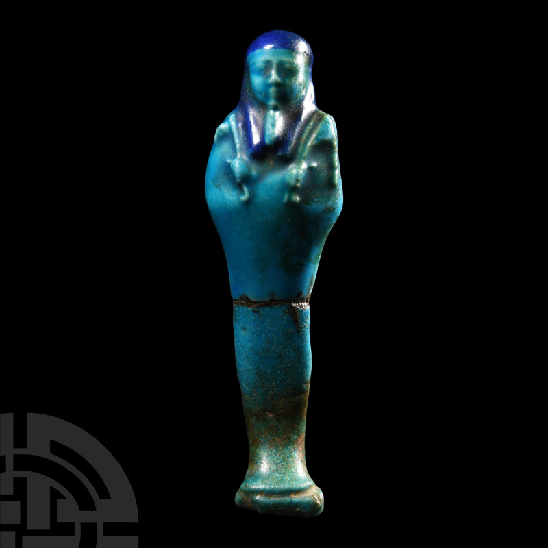 Egyptian Blue Faience Shabti
Early Ptolemaic Period, circa 3rd century B.C. A m...