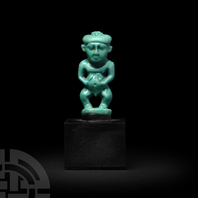 Egyptian Faience Ptah Amulet
Ptolemaic Period, 4th-3rd century B.C. A blue-glaz...