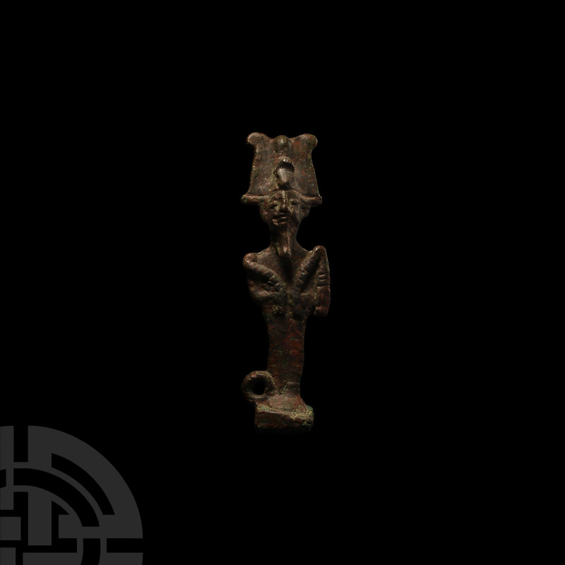 Egyptian Osiris Statuette
Late Period, 664-525 B.C. A bronze statuette depictin...