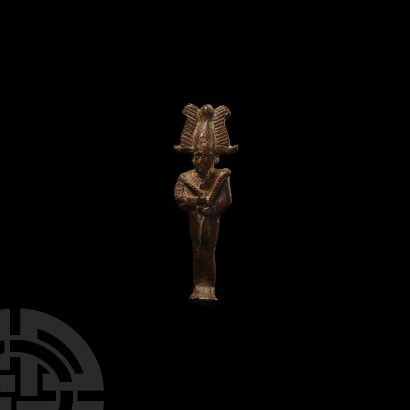 Egyptian Osiris Statuette
Late Period, 664-525 B.C. A bronze votive figurine of...