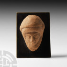 Greek Terracotta Mask with Helmet